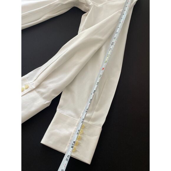 ~ Coldwater Creek L 14 Blouse White No Iron Lg Shirt Button Pleated V-neck Tunic - Picture 8 of 8